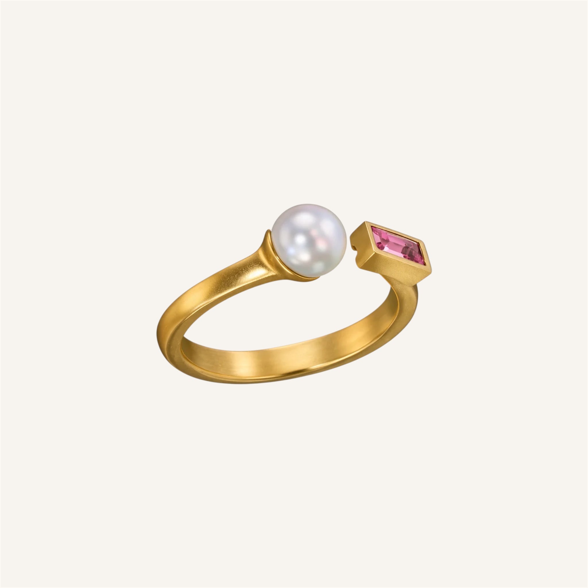 Akoya Pearl & Pink Sapphire Ring