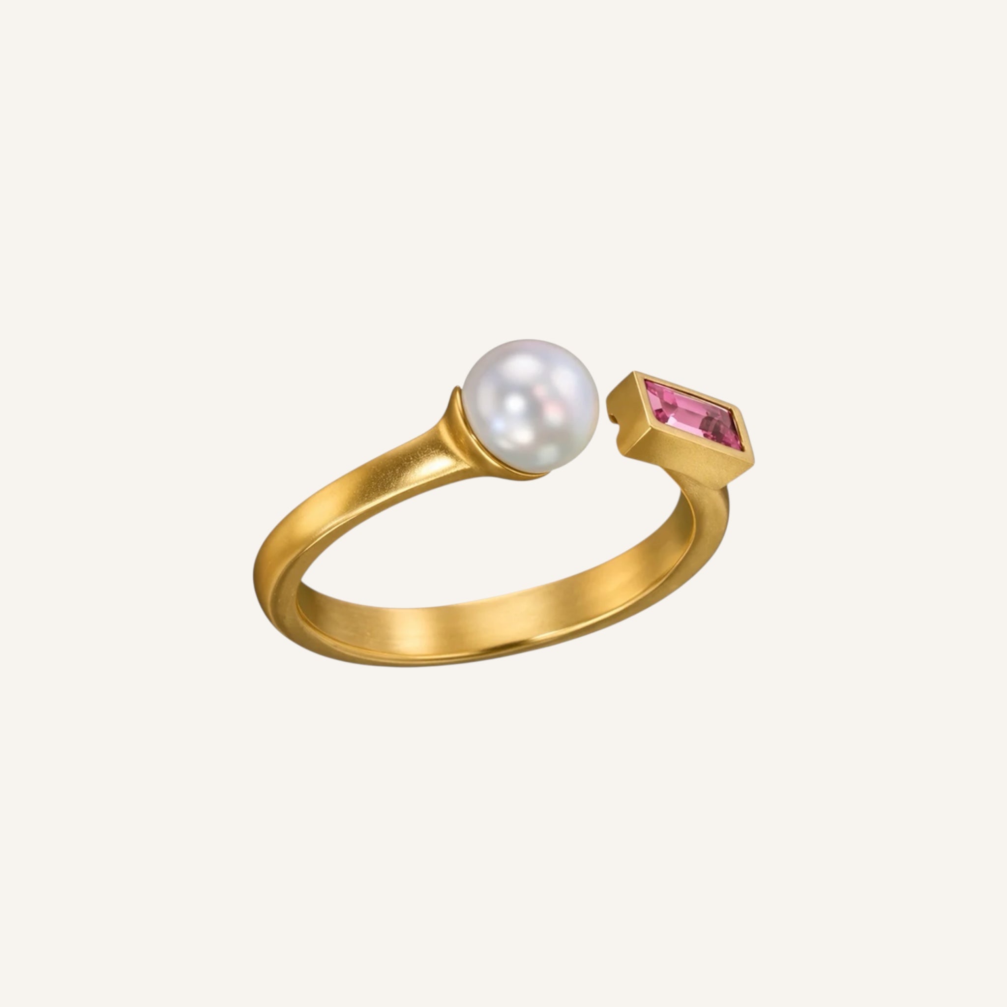 Akoya Pearl & Pink Sapphire Ring